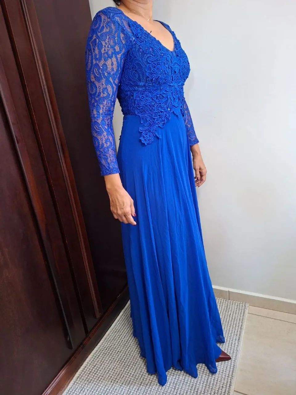 Vestido Longo Azul Royal Tamanho P - Foto 4