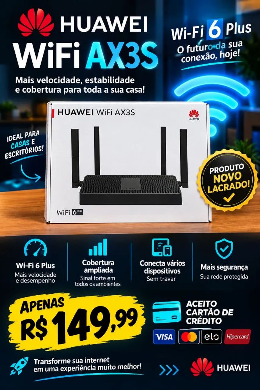 ? **ROTEADOR HUAWEI WiFi AX3S - Wi-Fi 6 Plus** ?