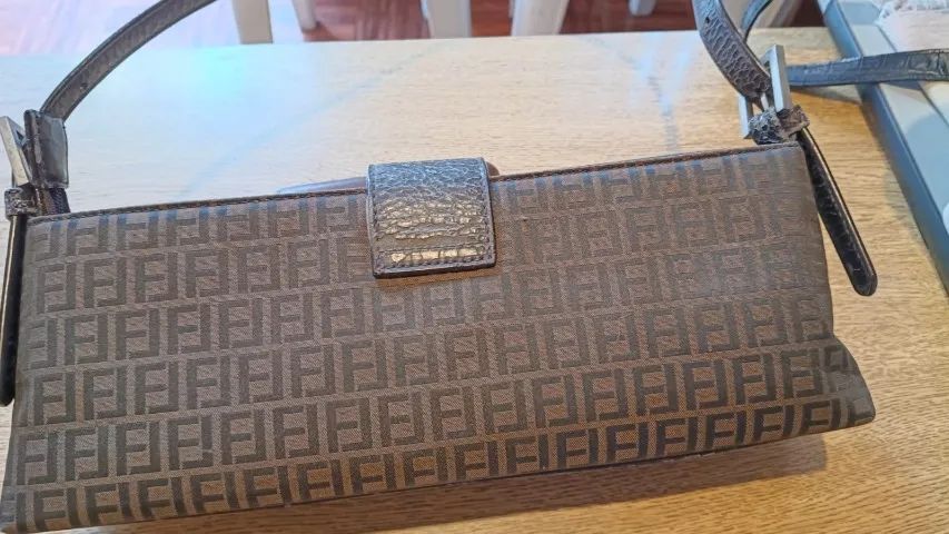 BOLSA BAGUETTE VINTAGE ESTILO ZUCCA MARROM ANOS 2000  - Foto 2