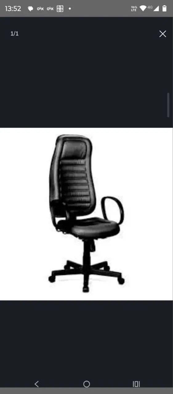POLTRONA PRESIDENTE EXTRA ALTA COURO ECOL PRETO SO NOVA LOHA 1.299 AVISTA * - Foto 4