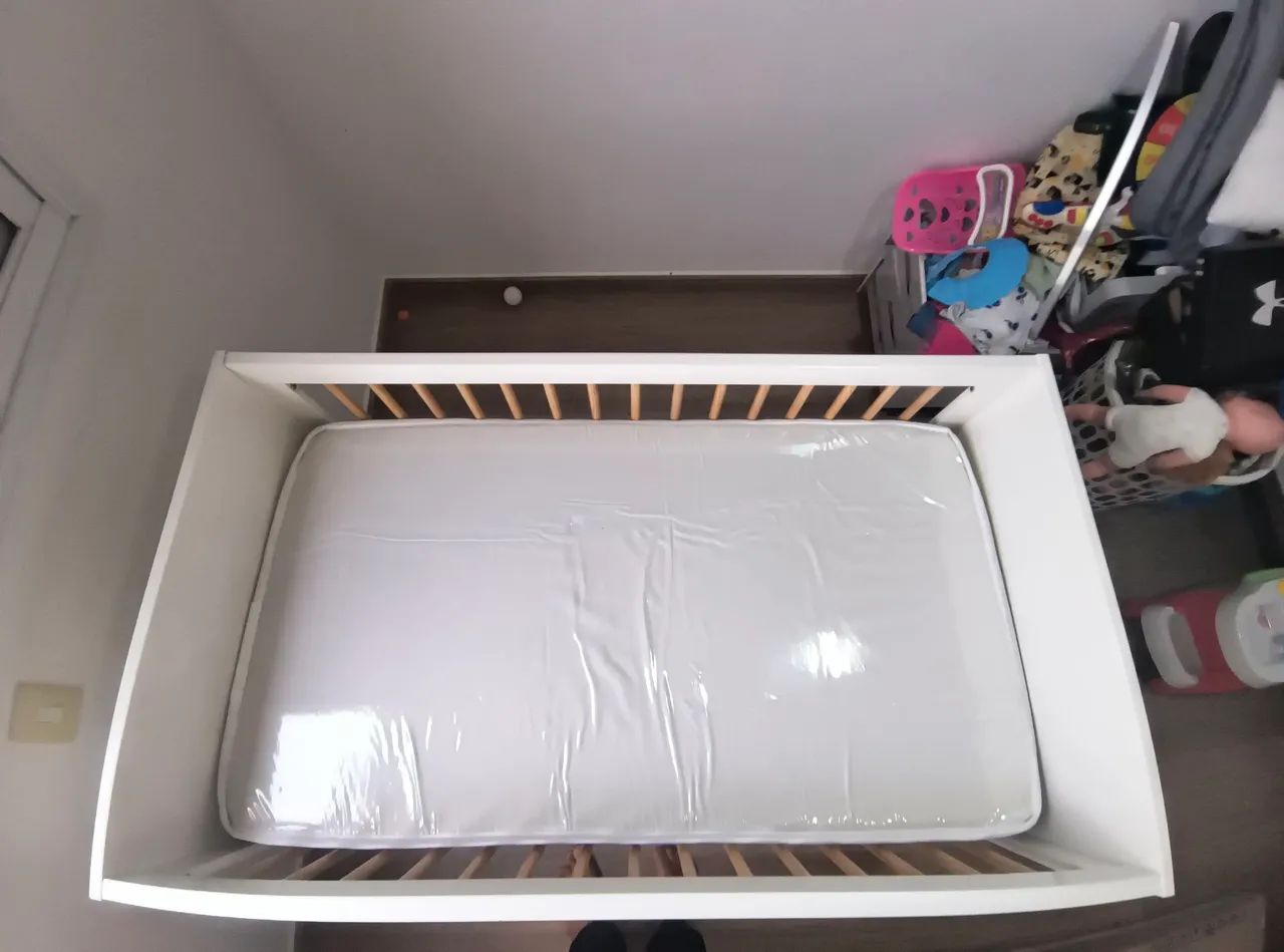 Berço Americano Bebê 2 em 1 Branco - Cozy - Quater + Colchão D18 Selado Ortobom - Foto 3