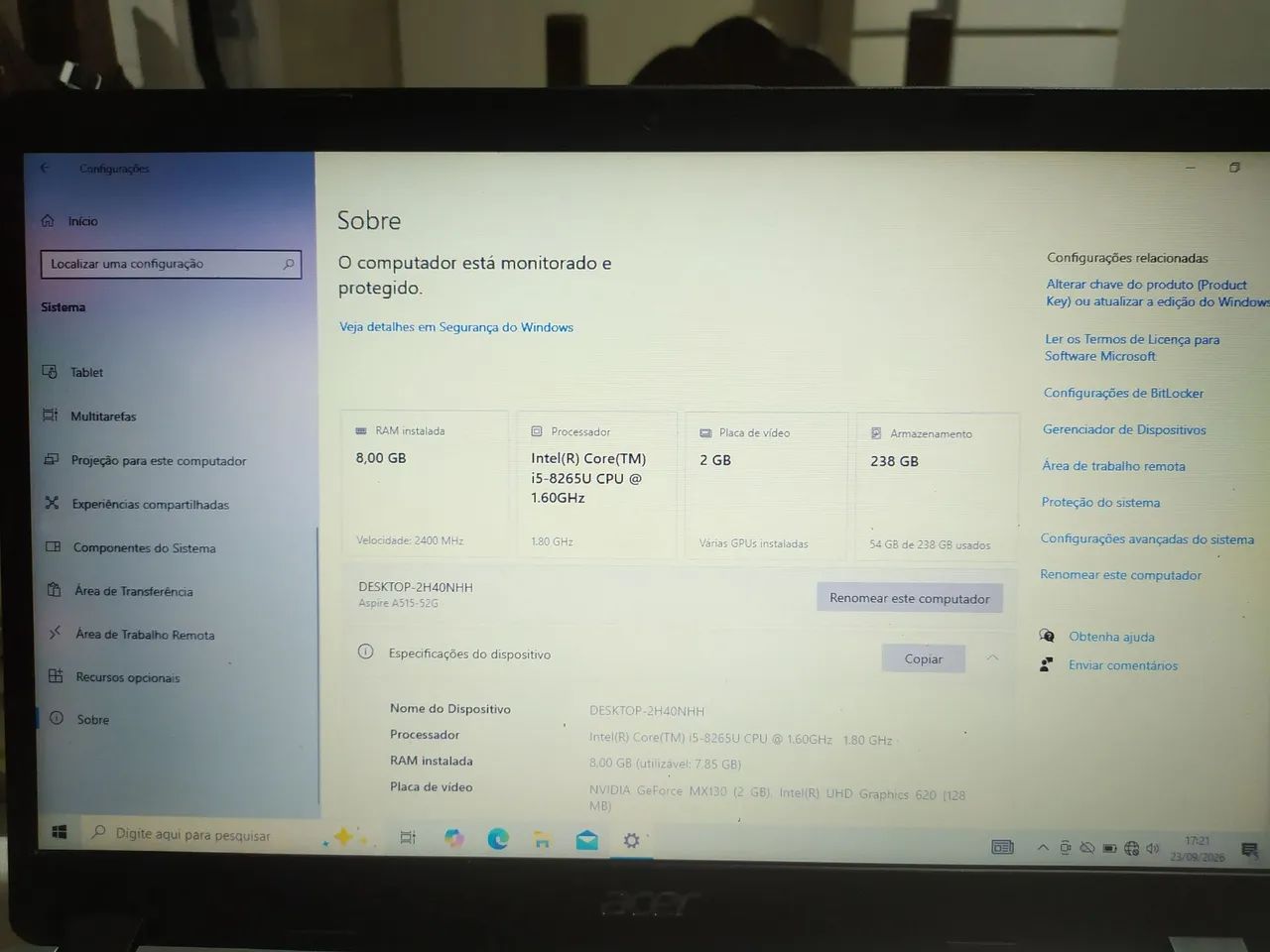 Notebook Acer carcaça de alumínio com SSD. SSD - Foto 2