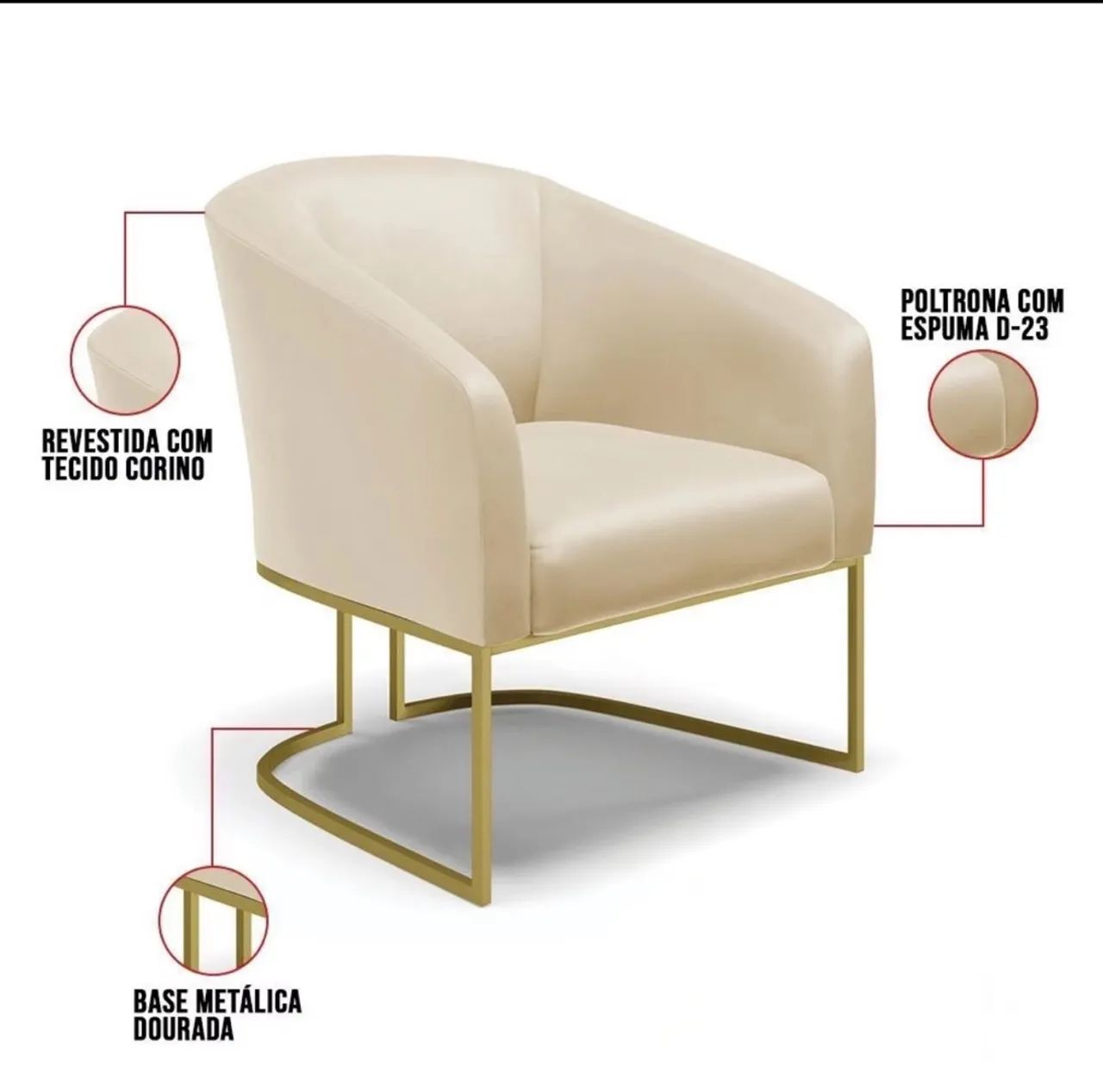 Poltrona Decorativa Stella Corina Base Industrial  - Foto 3