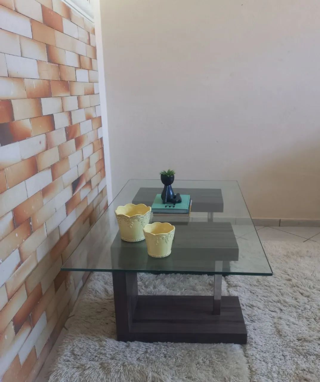 Mesa de Centro Grande 1,10m | Madeira Maciça | Vidro Grosso - Foto 4