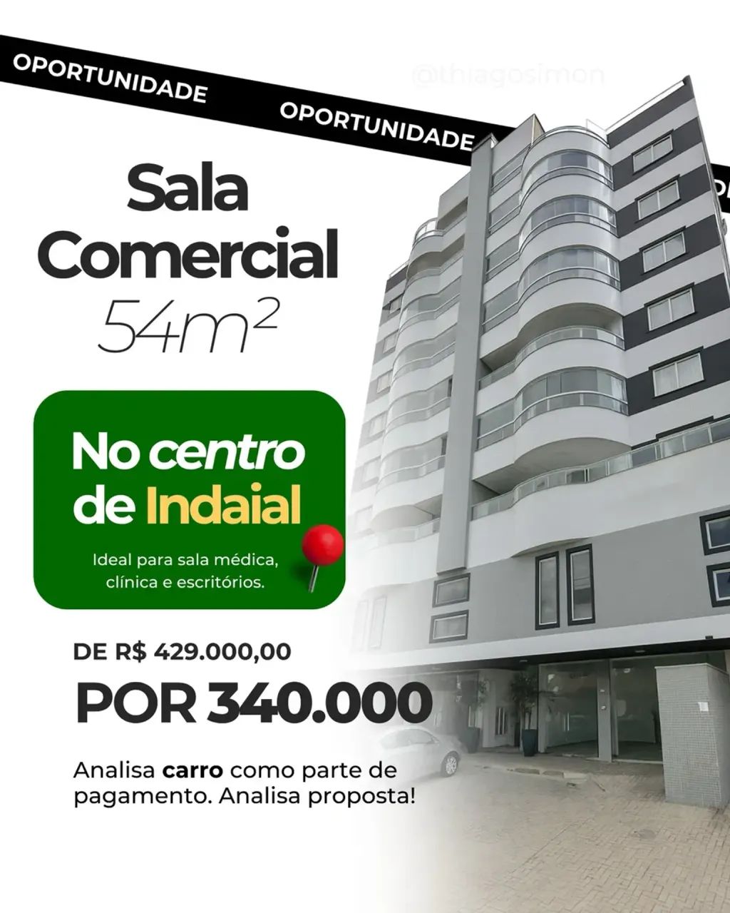 Sala comercial no centro de Indaial/SC