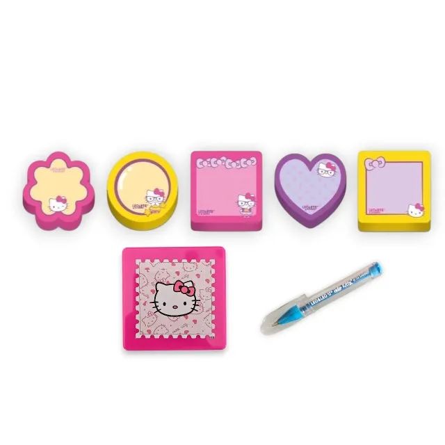 Hello Kitty - 5 Mini Blocos + Caixa Decorada E Mini Caneta