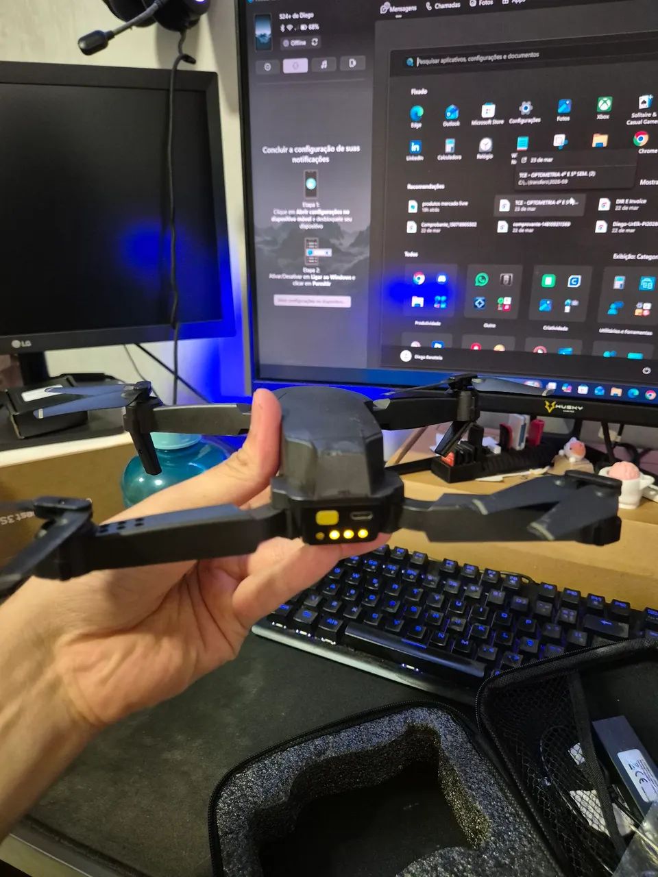 Drone E58 completo na maleta - 1x bateria extra e helices - Foto 2