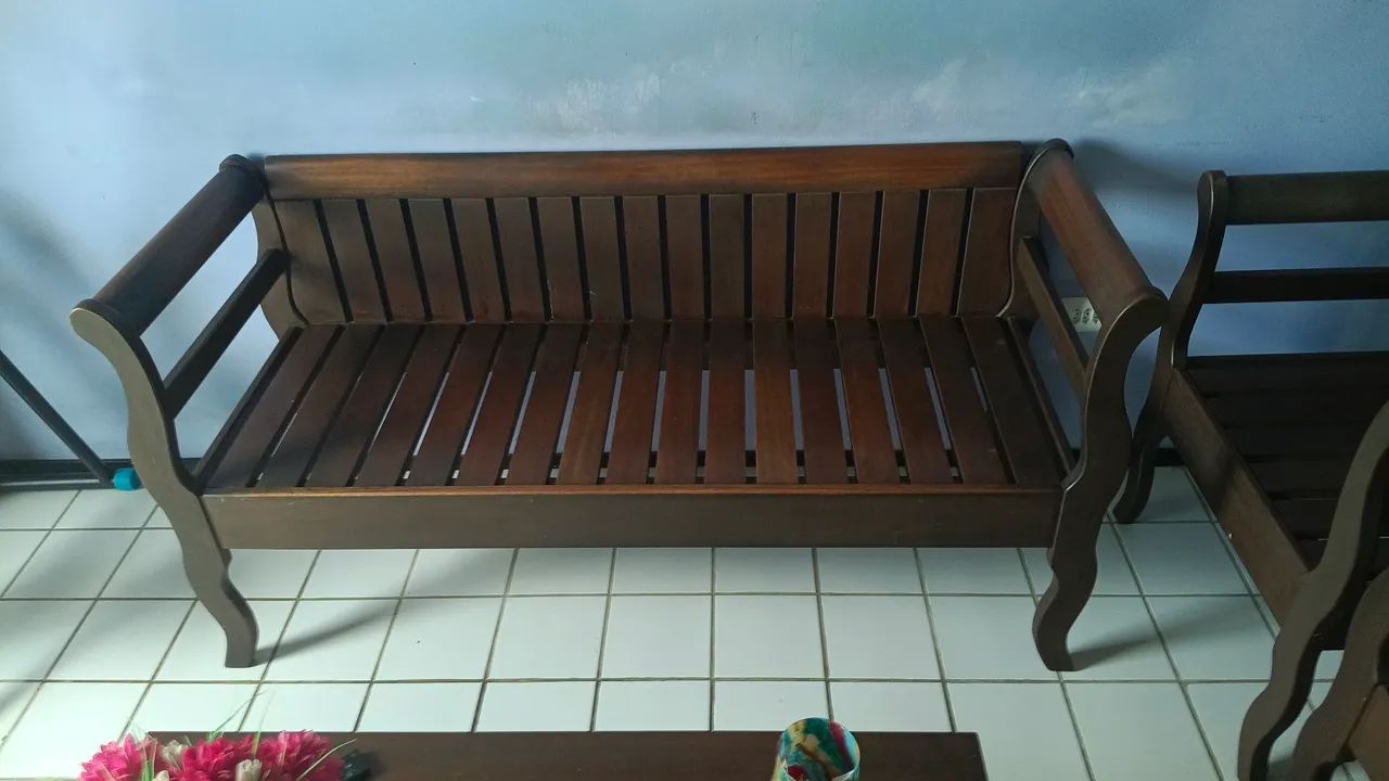 conjunto de sala em madeira antigo - Foto 3