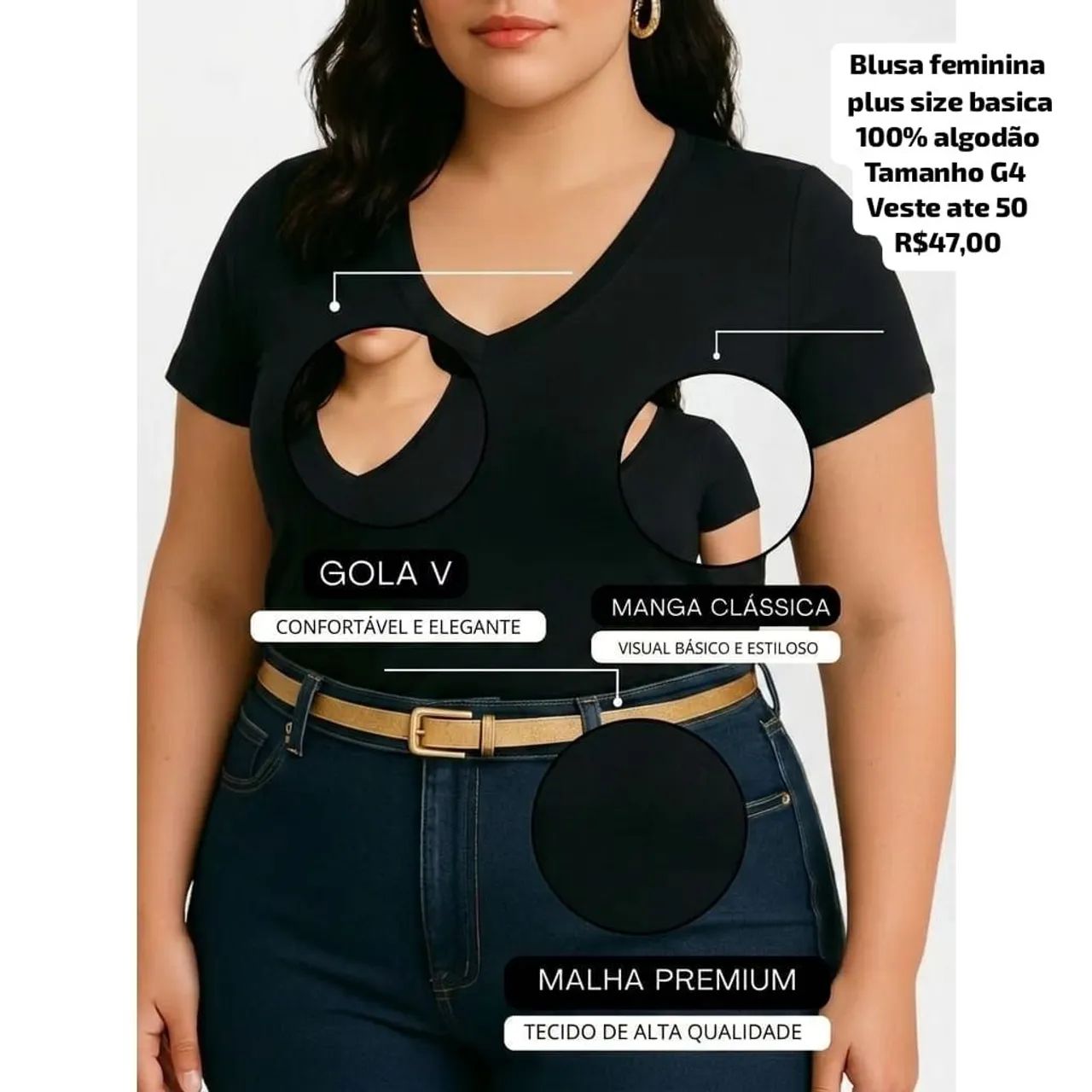 Blusa básica feminina linha premium Plus Size  - Foto 2