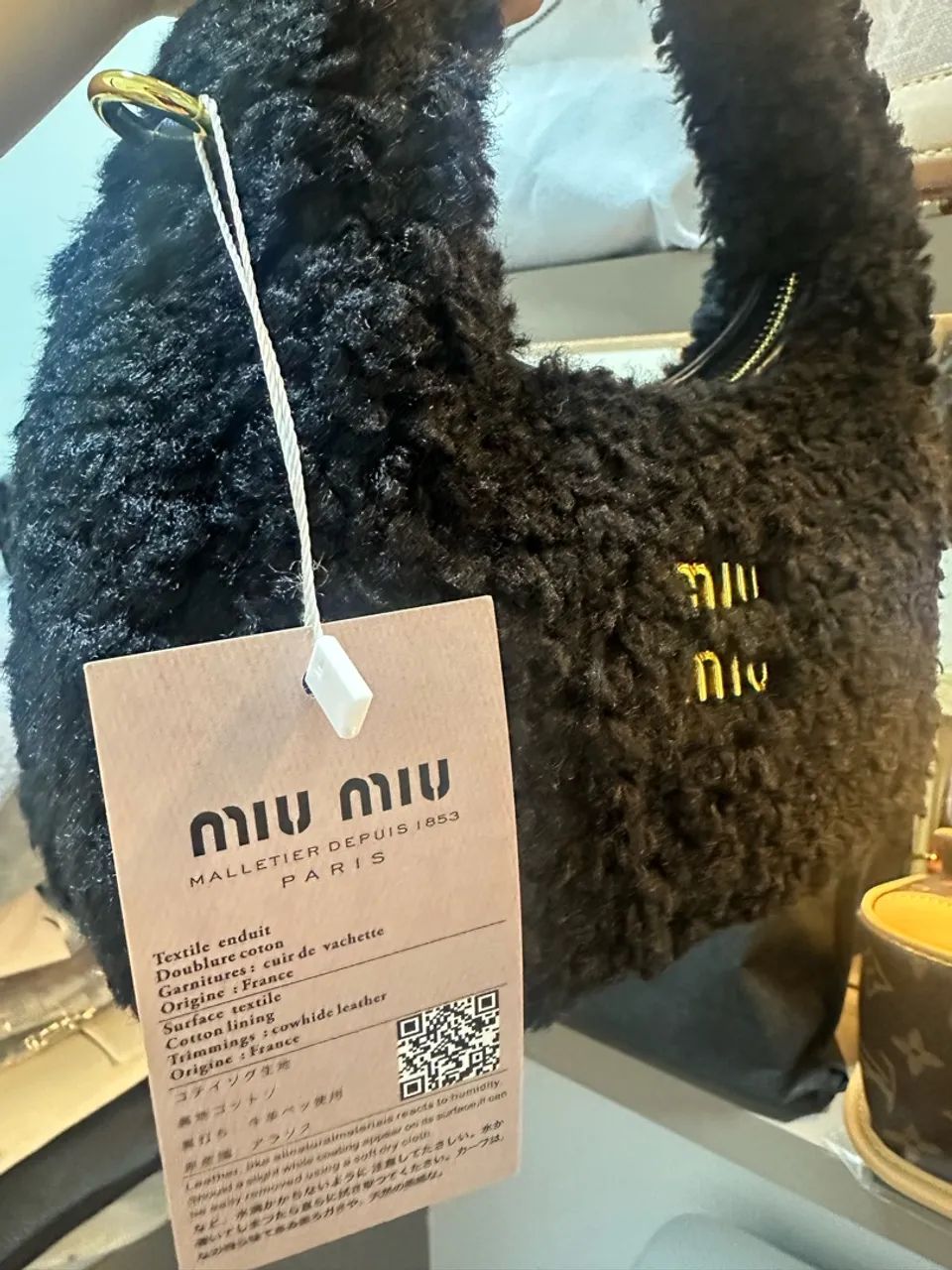 Miu miu bolsa Mini shearling wander Pelucia  - Foto 3