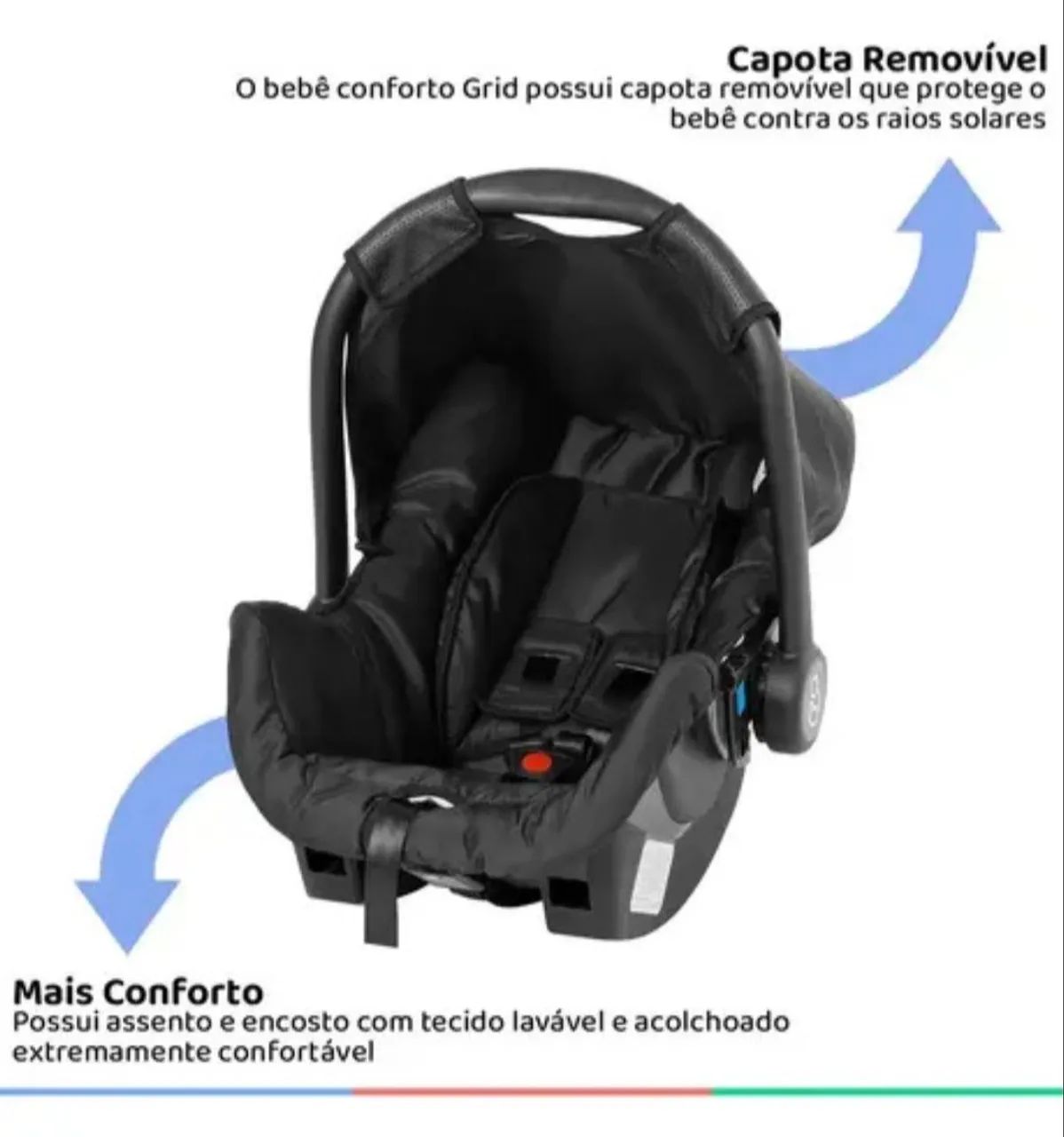 Carrinho para bebê mais bebê conforto e suporte  - Foto 3