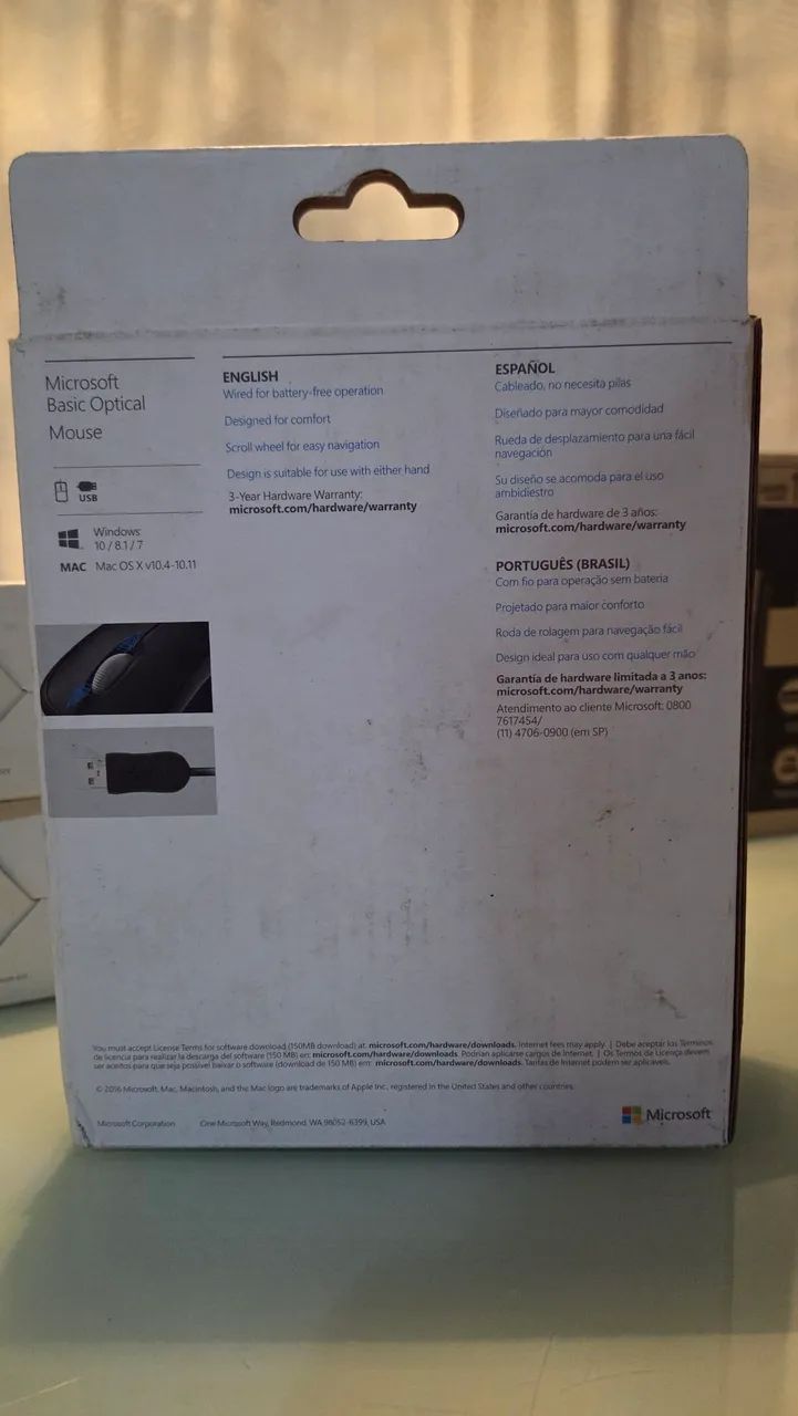 Mouse Microsoft Basic Optical com fio - Preto - Foto 4
