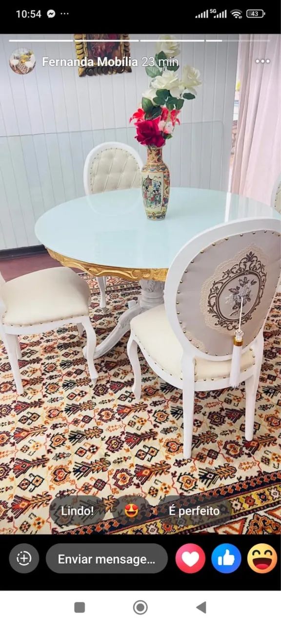 Mesa de jantar com 4 cadeiras medalhão  - Foto 5