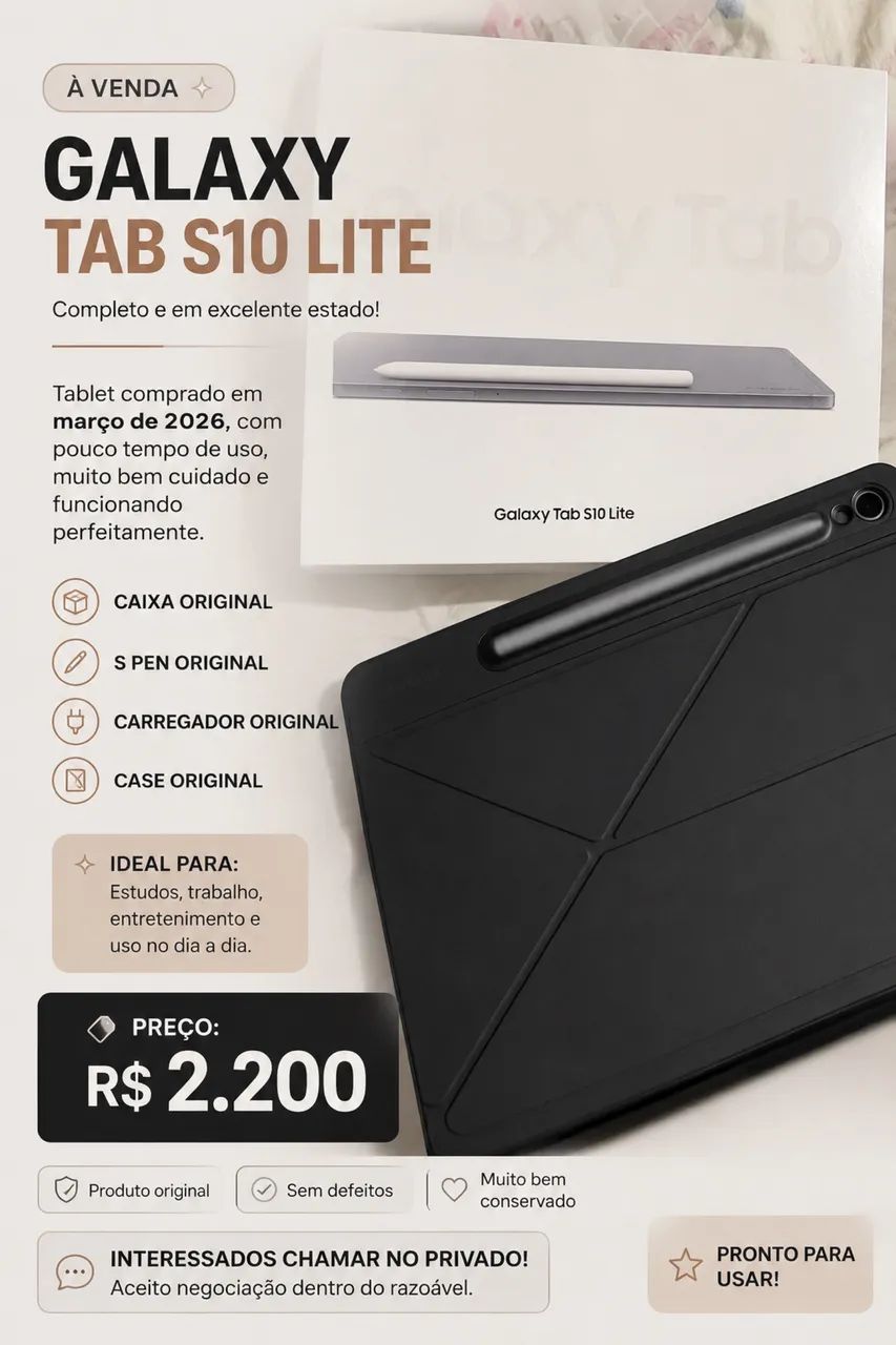 ? Galaxy Tab S10 Lite ? Completo e em excelente estado!