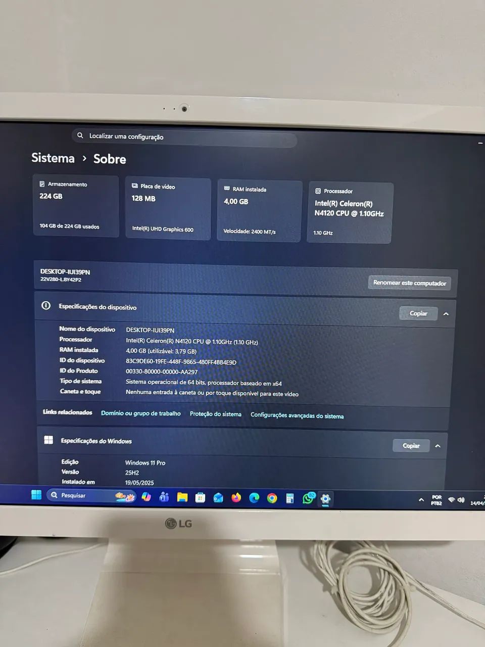 COMPUTADOR LG ALL IN ONE - SSD UPGRADE | USO PESSOAL - Foto 4