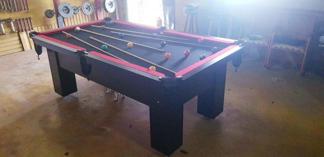 Mesa Charme MDF Cor Preta Tecido Preto e Borda Vermelha Mod. PPWZ7788 - Foto 3