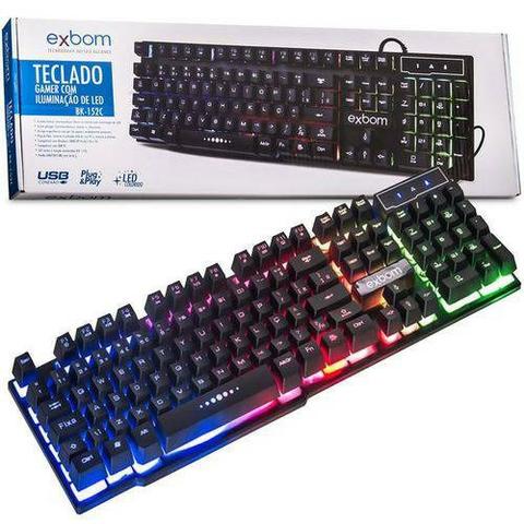 Teclado Gamer de metal exbom BK-152 C preto com iluminação led