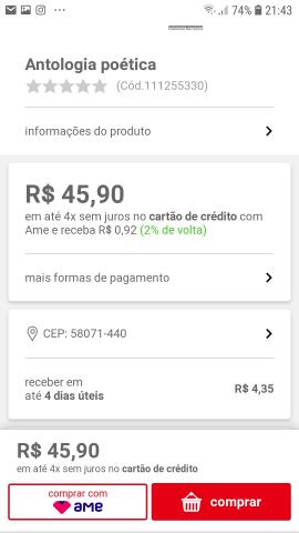 Livro novíssimo antologia poética de Carlos Drummond de Andrade - Foto 2