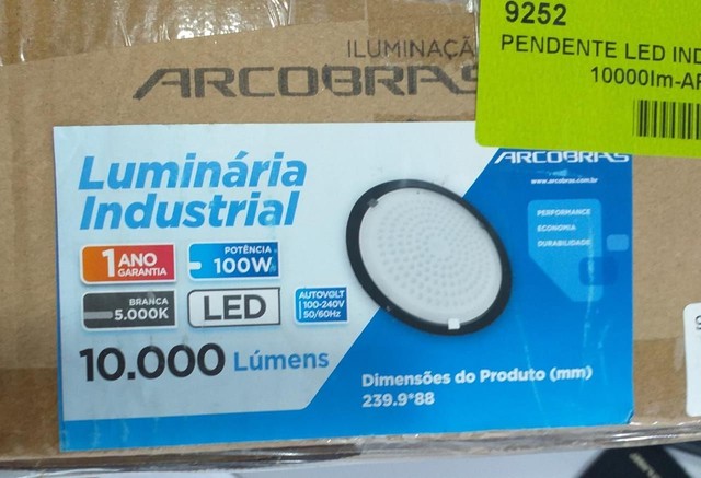 LUMINÁRIA INDUSTRIAL LED HIGH BAY UFO 100W 5000k