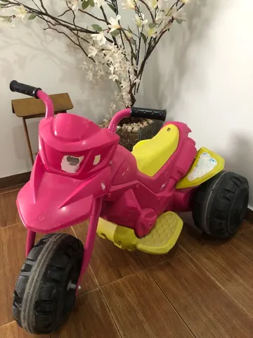 Moto Elétrica Infantil Menina Rosa e Branco, Brinquedo Usado 88849069