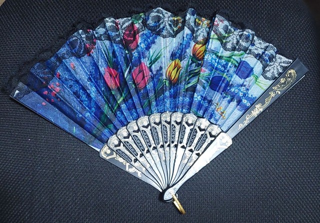 Leque Tecido Floral Com Renda - Foto 3