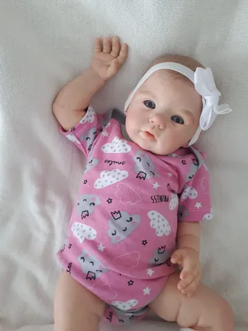Roupa Para Boneca Bebê Reborn 50 Cm - Tiara + Body + Sapato