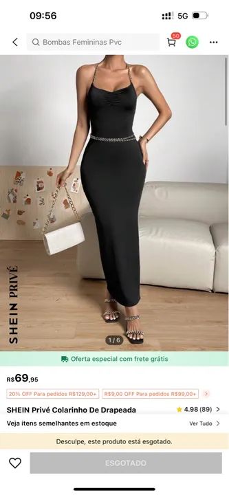 Novo Vestido com correntes preto P lindíssimo novo