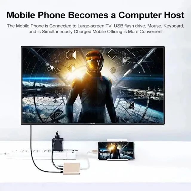 Adaptador Hub 3 em 1 com HDMI, USB-C, USB 3.0, tipo C - Foto 3