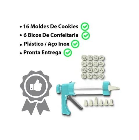 Pistola Para Confeitaria 16 Moldes 22x14cm Ud656 123util - Foto 3