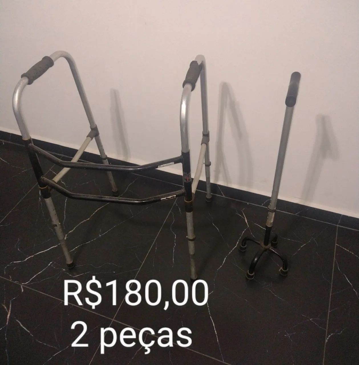 Andador e bengala de alumínio  - Foto 2