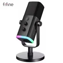 Microfone Gamer Fifine AM8T, RGB, USB/XLR, Preto, 12x 28.44