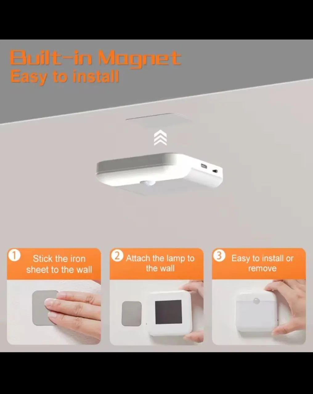 Luminária LED com Sensor de Movimento - Fácil Instalação