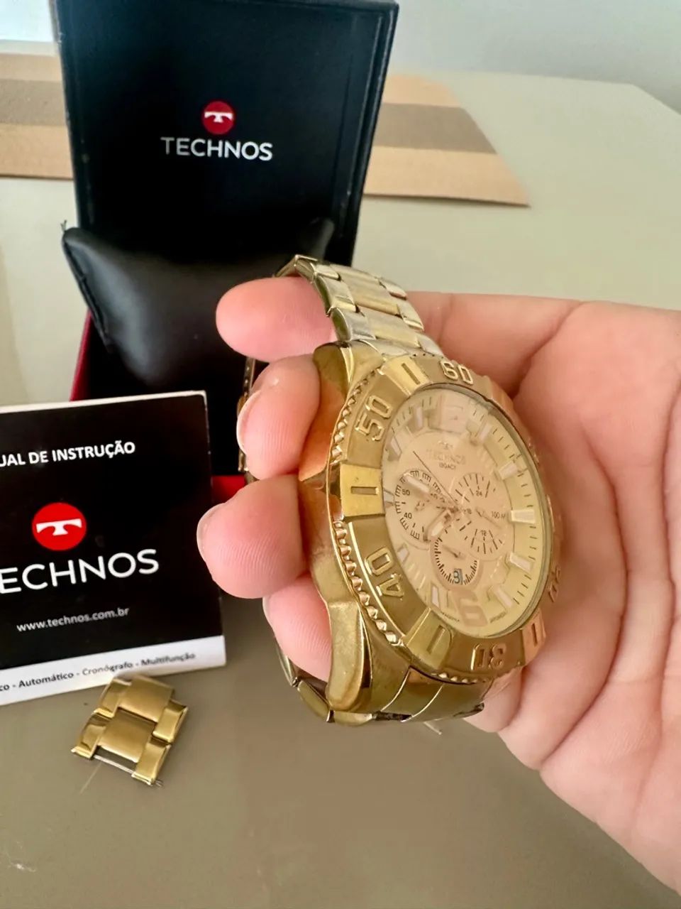 Relógio Technos Masculino Dourado Cronógrafo