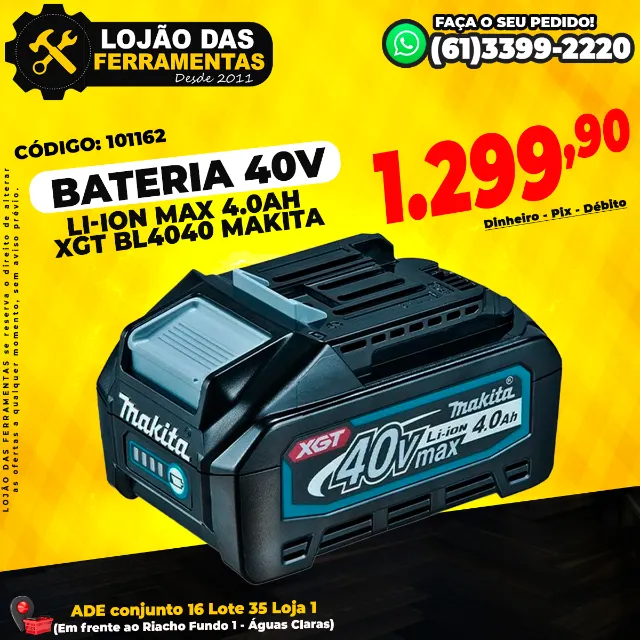 Bateria 40V LI-Ion MAX 4.0Ah XGT BL4040 Makita
