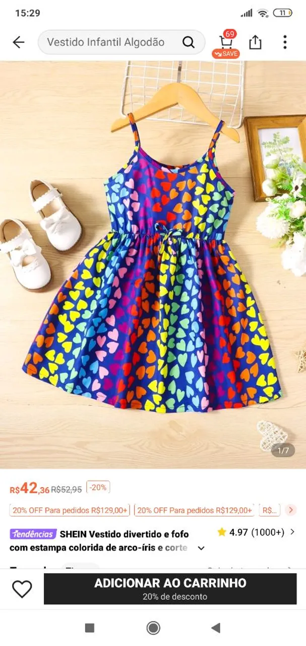 Vestido Infantil Arco-Íris SHEIN