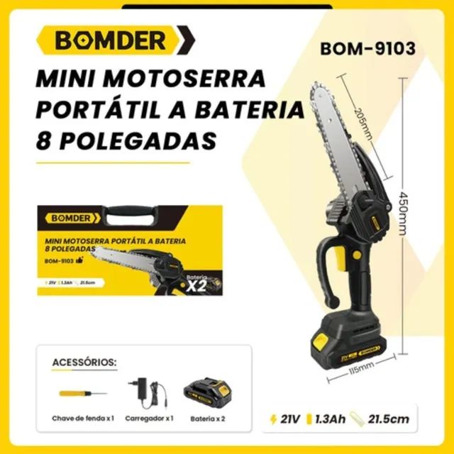 Moto Serra Elétrica Portátil 8 Polegadas Com 2 Baterias BOM-9103 - Foto 2