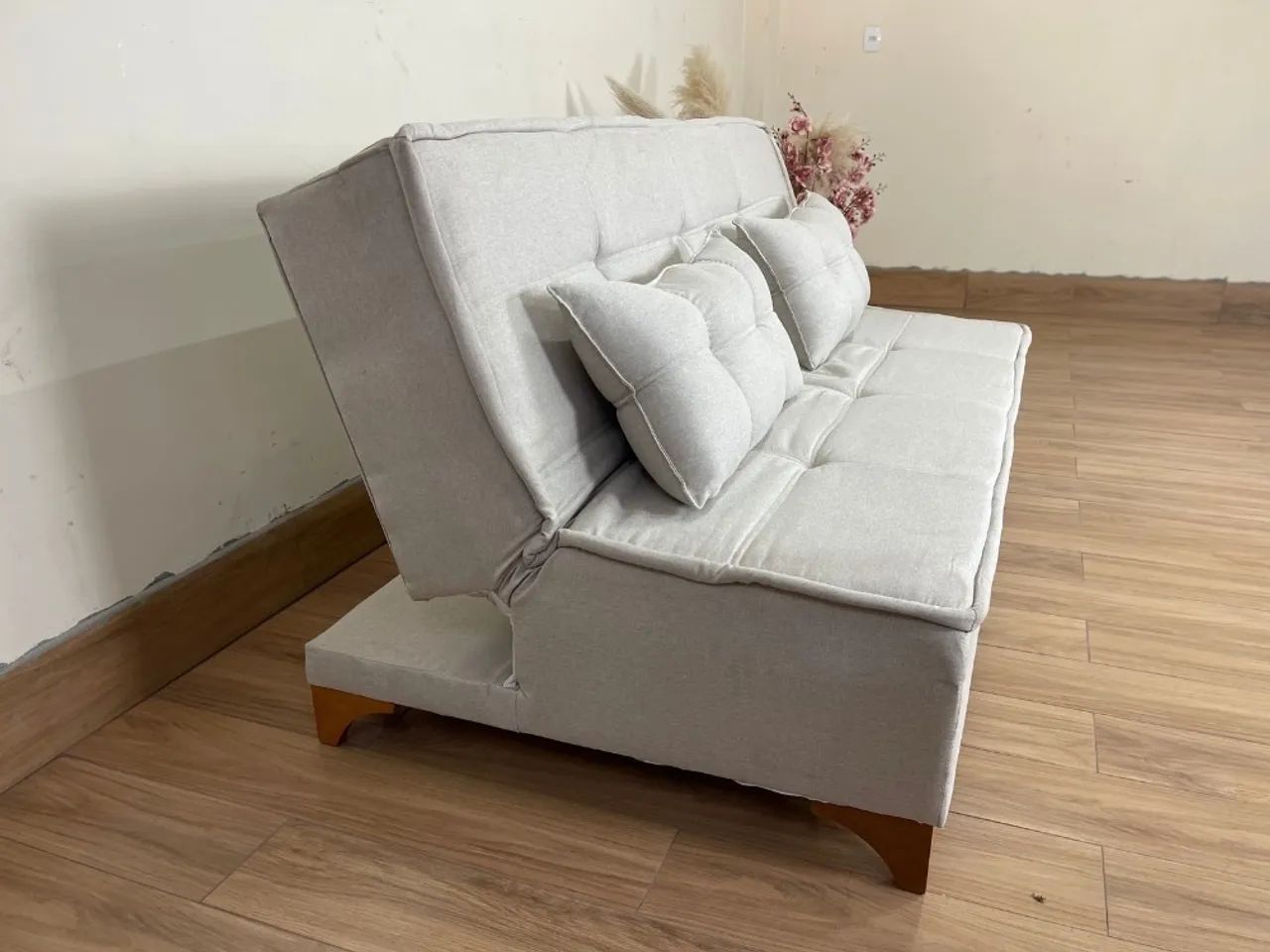 Sofá Cama Zayn 1.86m - Bege Linho Produto Novo  - Foto 2