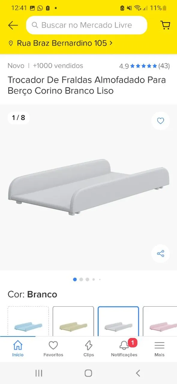 Trocador de Fraldas Almofadado Berço Corino Branco Liso