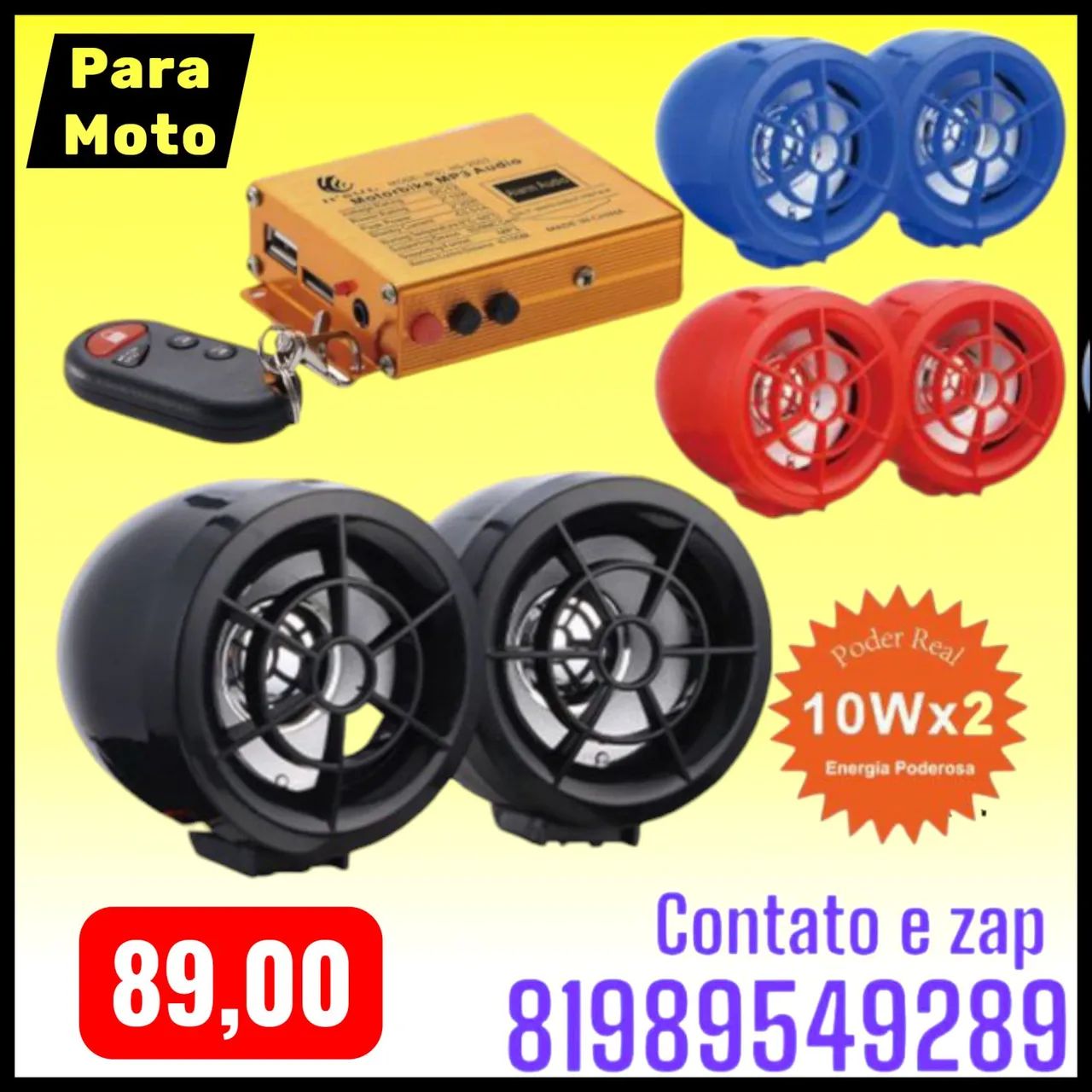 Caixinha de som e alarma para moto 