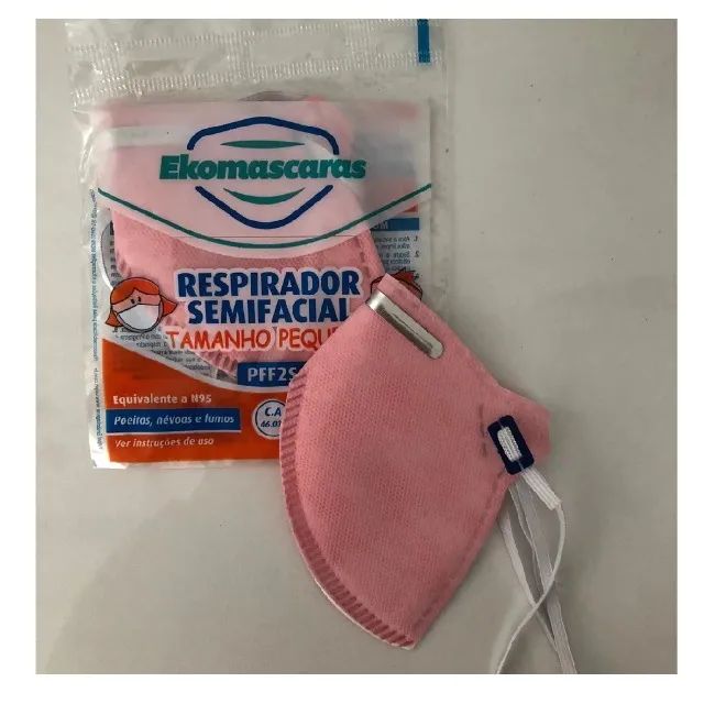 Kit com 6 unidades de Máscara Infantil PFF2 N95 Tamanho P - Branca /Rosa - Ekomascaras  - Foto 3
