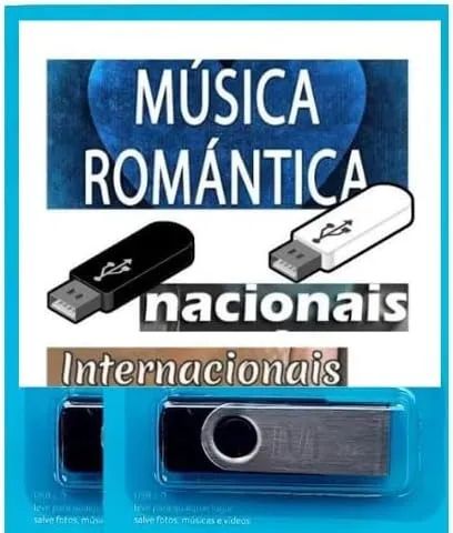 Pen Drive 8GB com Música = Playlist Romântica - Nac. e Intern. (mp3)