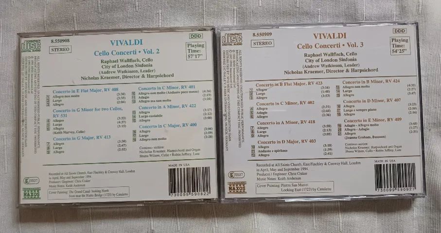2 Cd's Vivaldi - Cello Concerti Vols. 2 e 3 - Importado U.S.A. - Excelentes Estados - Foto 3