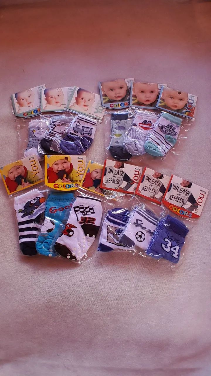 Meias para Bebê masculino 12 pares