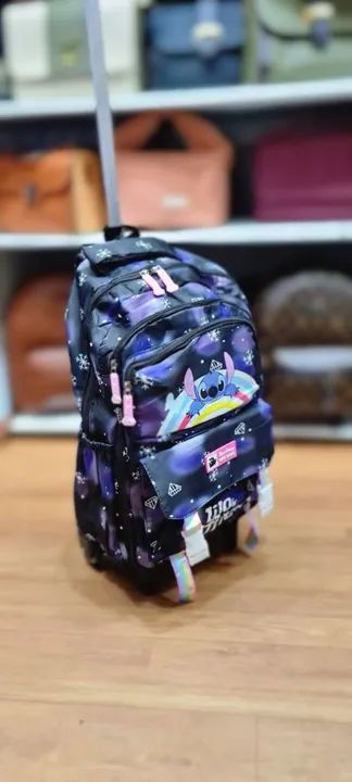 Mochila escolar de rodinhas infantil Stitch