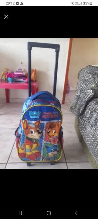 Mochila de rodinhas Patrulha Canina iusada 2 vezes