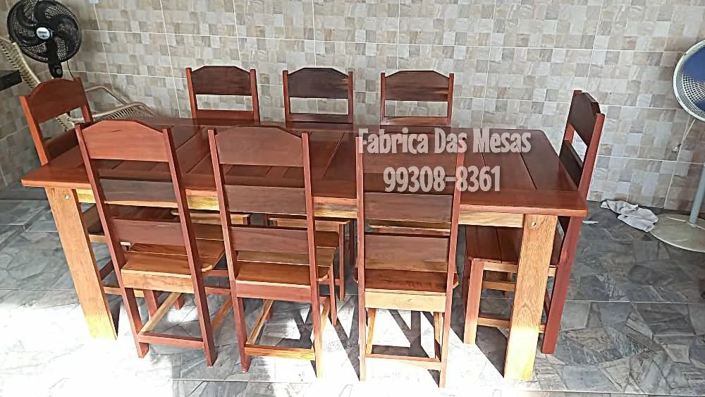 Mesa de Madeira Com 8 Cadeiras Direto da Fábrica  - Foto 3