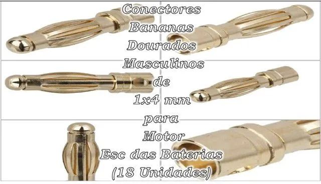 Conectores Banana Dourados para Motor e Baterias