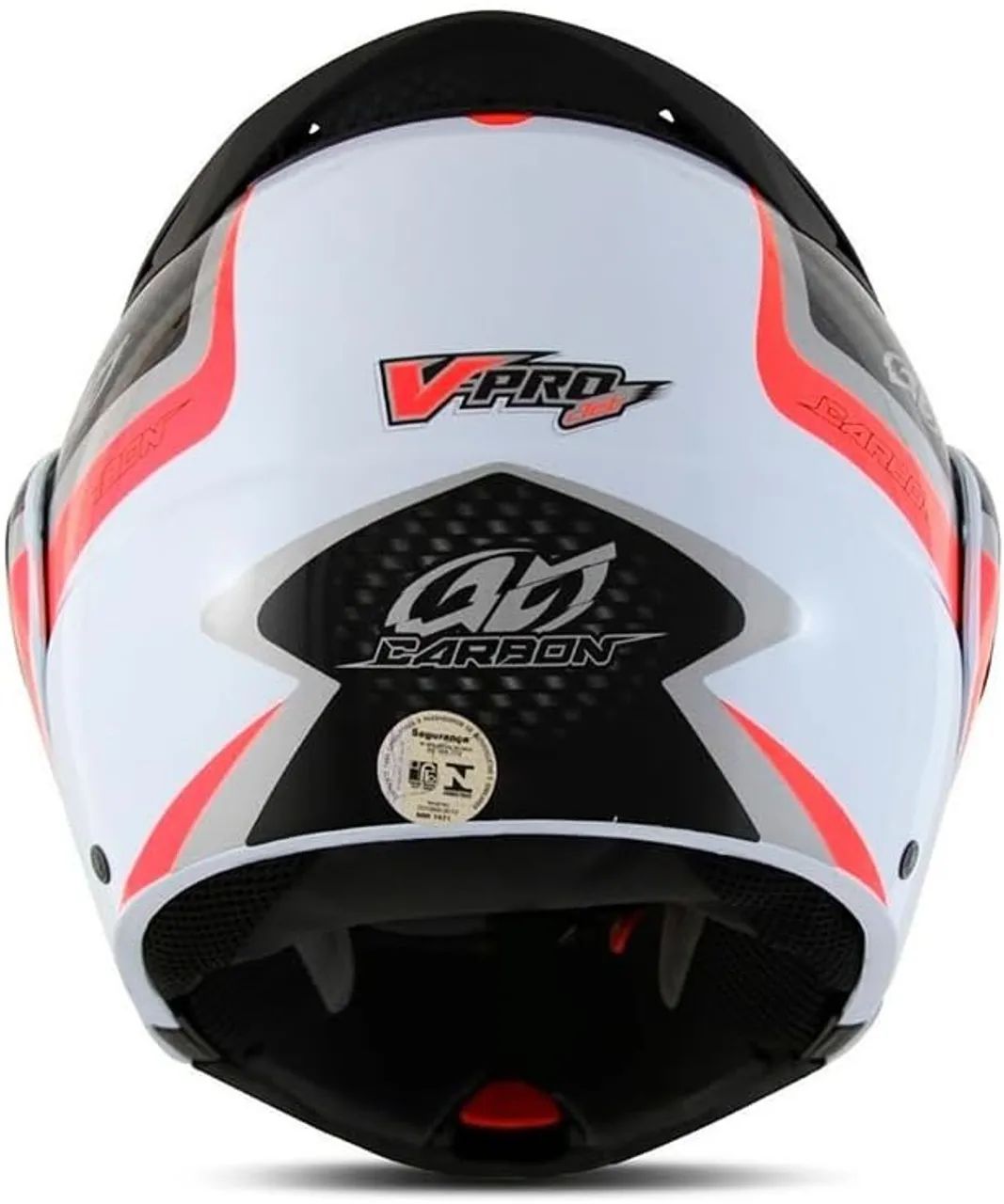 Capacete Articulado V-Pro Jet 2 Carbon Fundo Branco n° 58 ou 62 Viseira Fumê Branco/Vermel - Foto 3