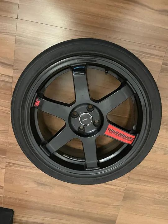 RODA TE37 ARO 18 TALA 8 4X100 + 4 PNEUS ITARO 215/40/R18 ZERADOS (não rodou 5mil)
