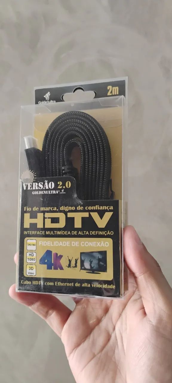 Cabo HDMI 4K 2.0 - 02 metros - HDR - GoldenUltra - Novo